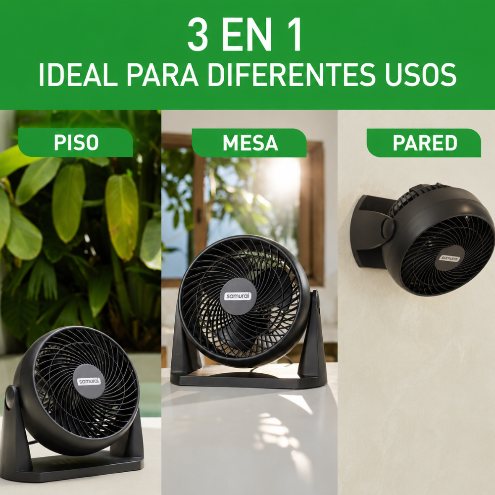 Ventilador SAMURAI Compact Force 3 en 1 Negro