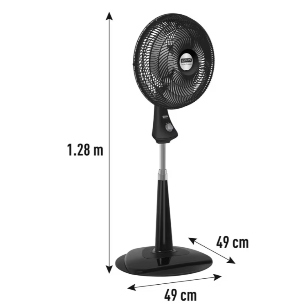 Ventilador Samurai Turbo Fresco Pedestal Negro